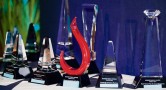 Picture of a collection of different award trophies