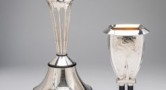 Two of the Boat Race trophies on display at the Fitzwilliam